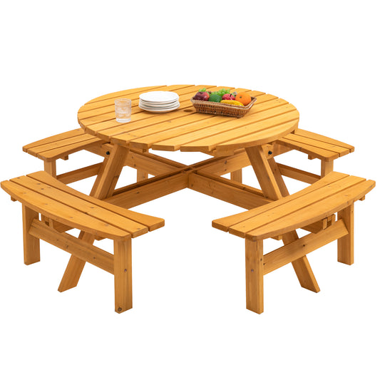 Solid Fir 8-Person Wood Picnic Table