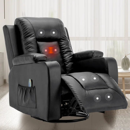 Recliner Chair with Massage and Heated Modern Swivel Rocker Recliner Sofa Leather Recliners with Cup Holders