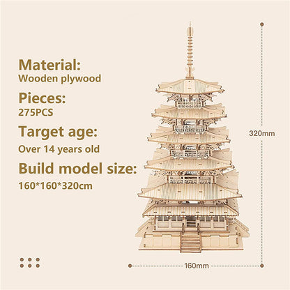 3D Wooden Puzzle - 275pc Storied Pagoda
