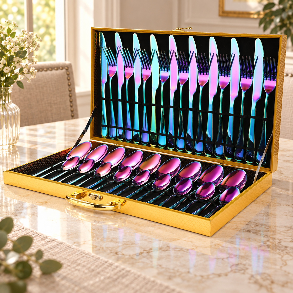 36pc Steak Knife, Fork & Spoon Set