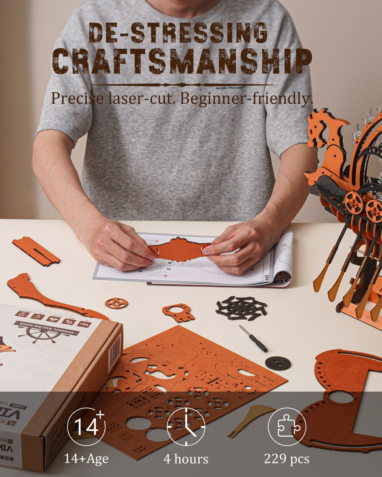 3D Wooden Puzzle - Viking Dragon