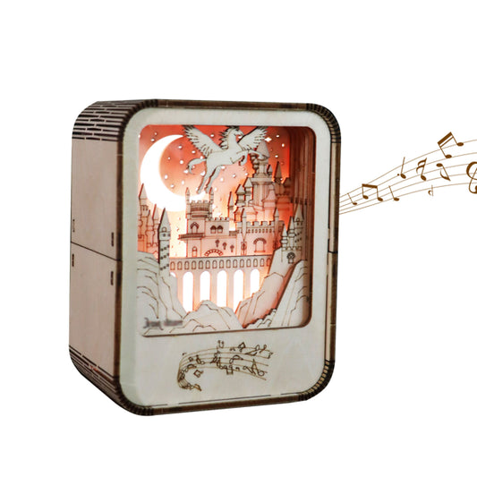 3D Wooden Puzzles Mini 28pc Pegasus Music Night Light Box