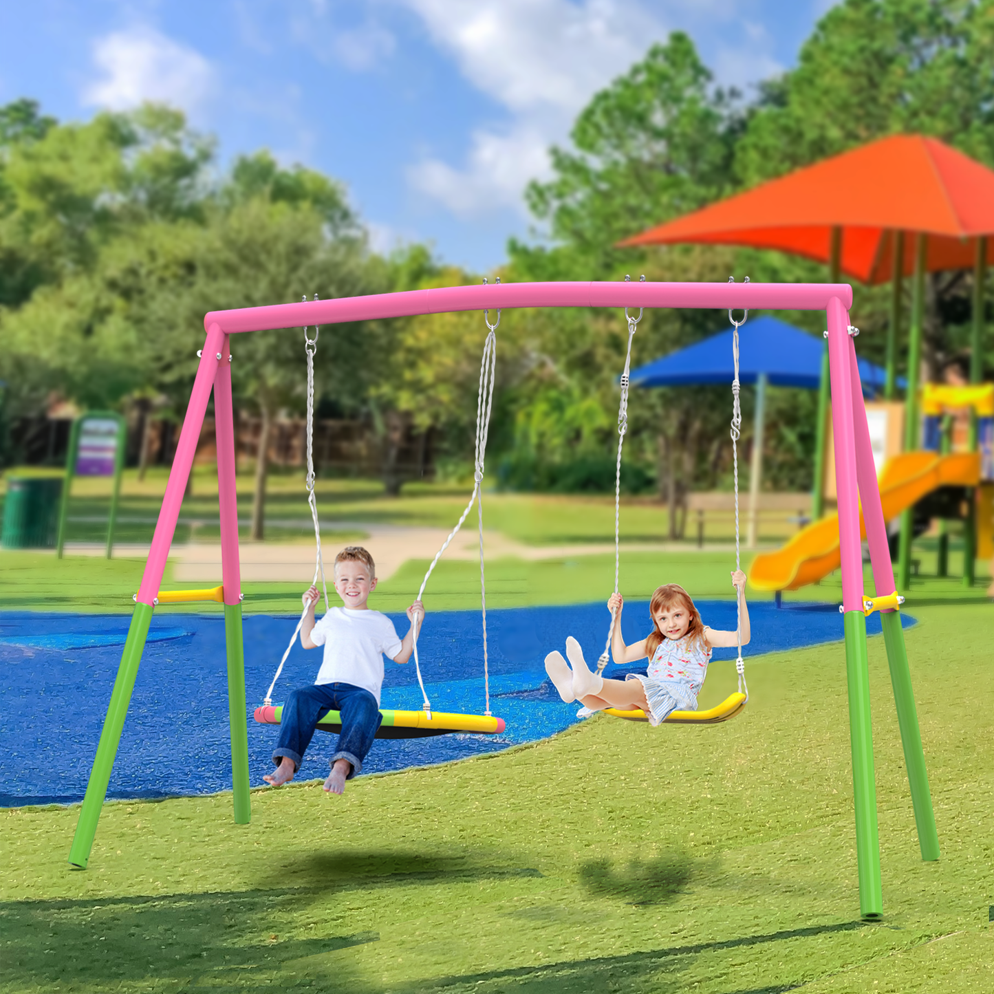 Heavy Duty Metal A-Frame Outdoor Swing Set