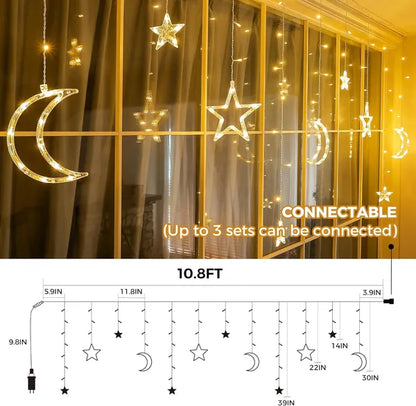 Magical Moons & Stars Solar Icicle Light String