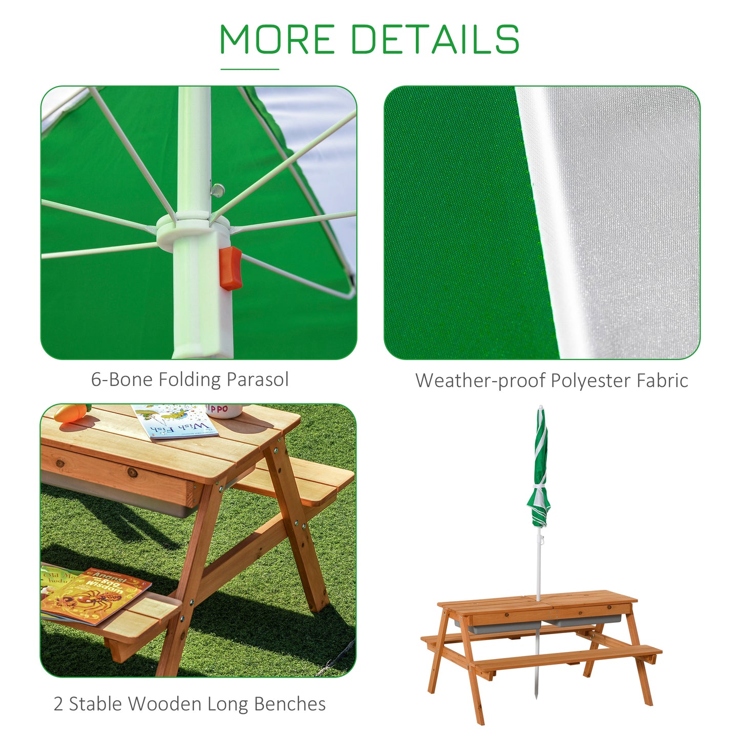 3 in 1 Kids Convertible Picnic, Sand & Water Table