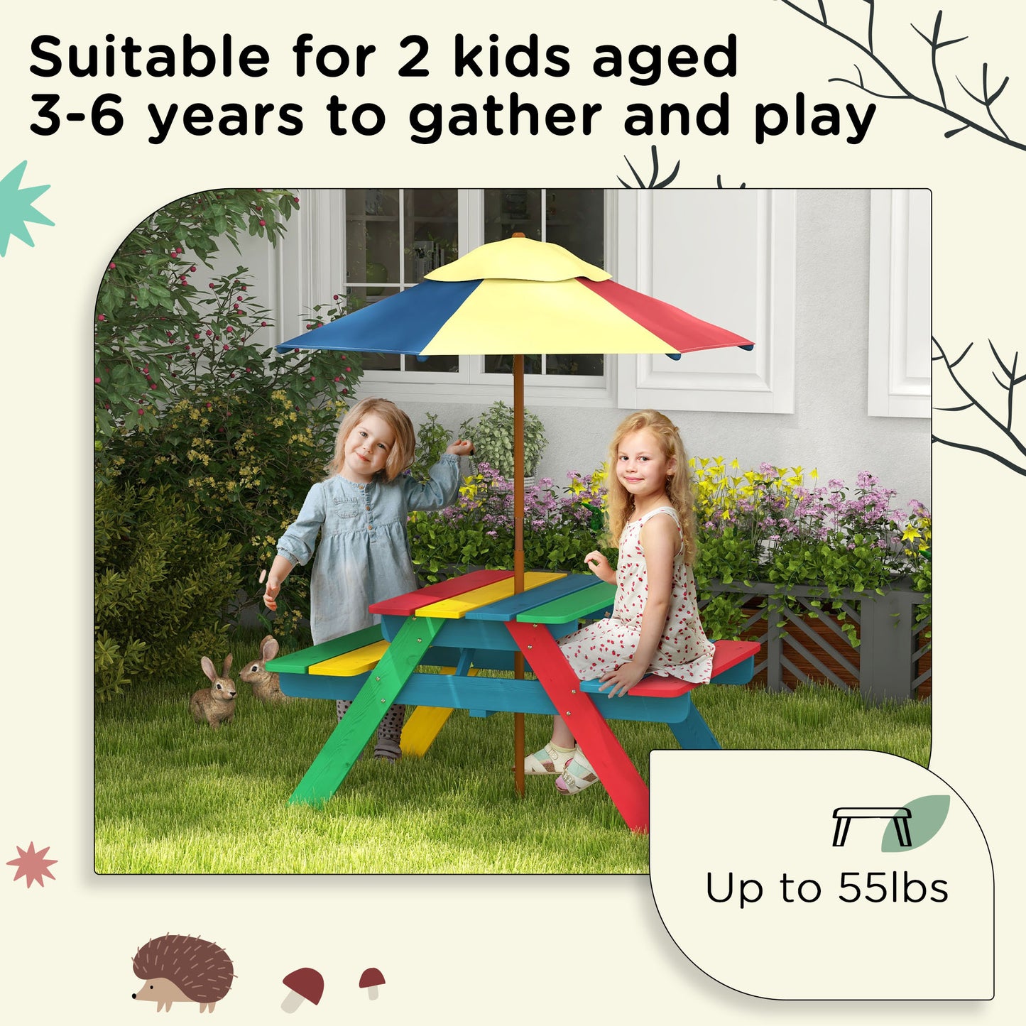 Multicolor Children's Picnic Table Set