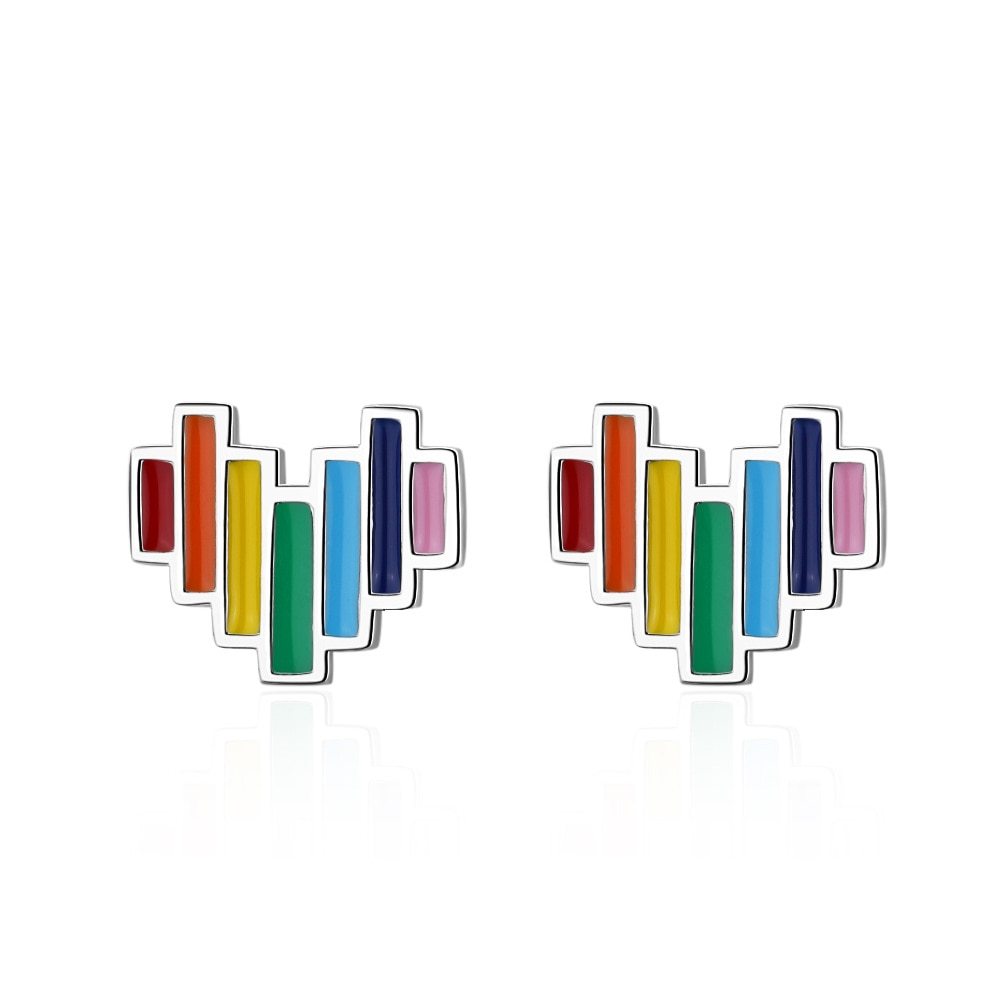 Rainbow Heart Stud Earrings