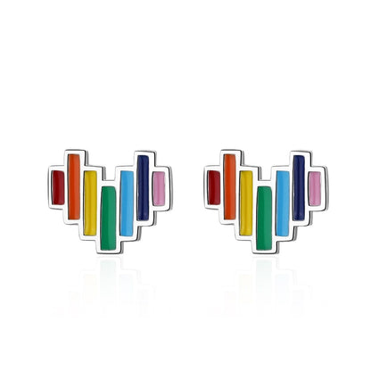 Rainbow Heart Stud Earrings