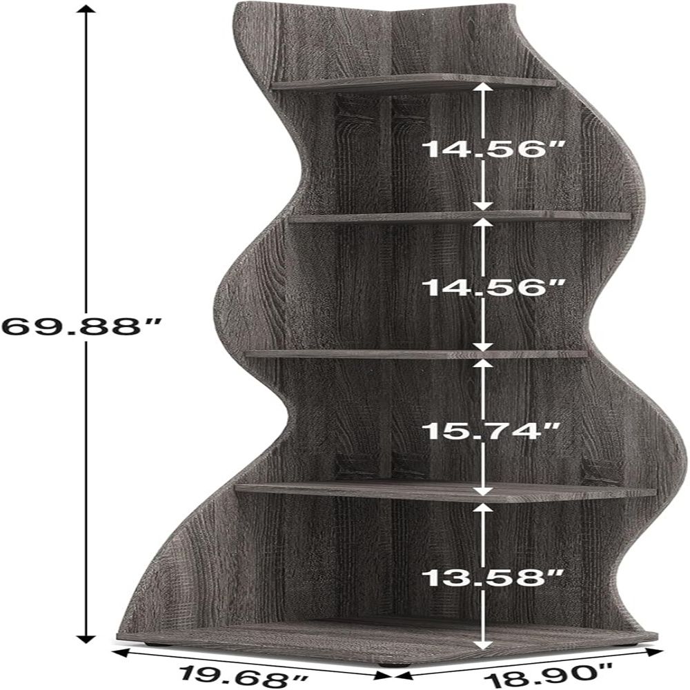 5-Tier Wavy Corner Bookshelf