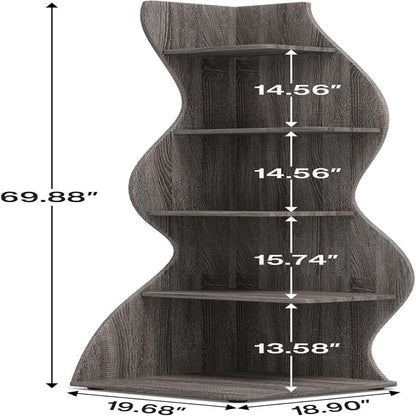 5-Tier Wavy Corner Bookshelf