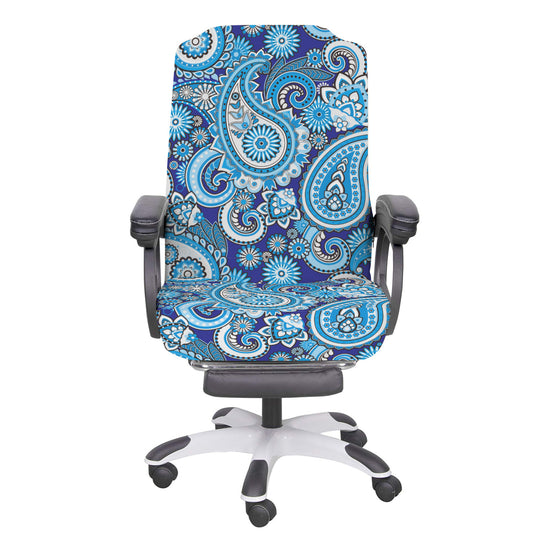 Blue Paisley Office Chair Cover