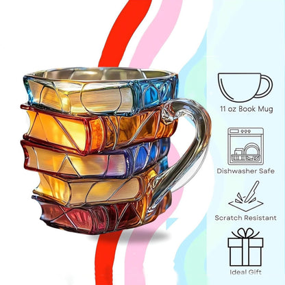 Stacked Painted Book Coffee Cup