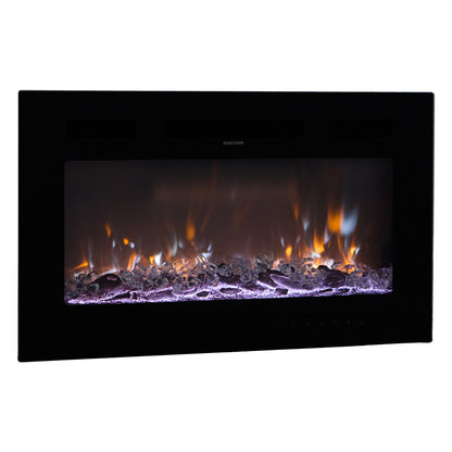 50" Electric Wall Mounted Recessed Fireplace