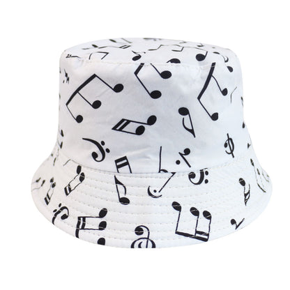 Double-sided graffiti musical note fisherman hat