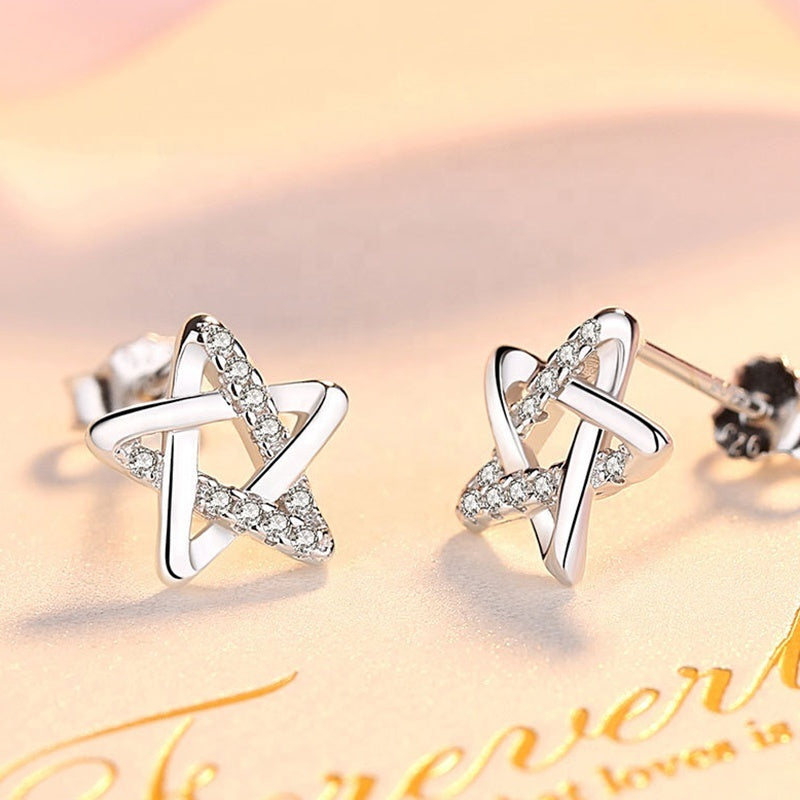 925S Five Point Star Stud Earrings