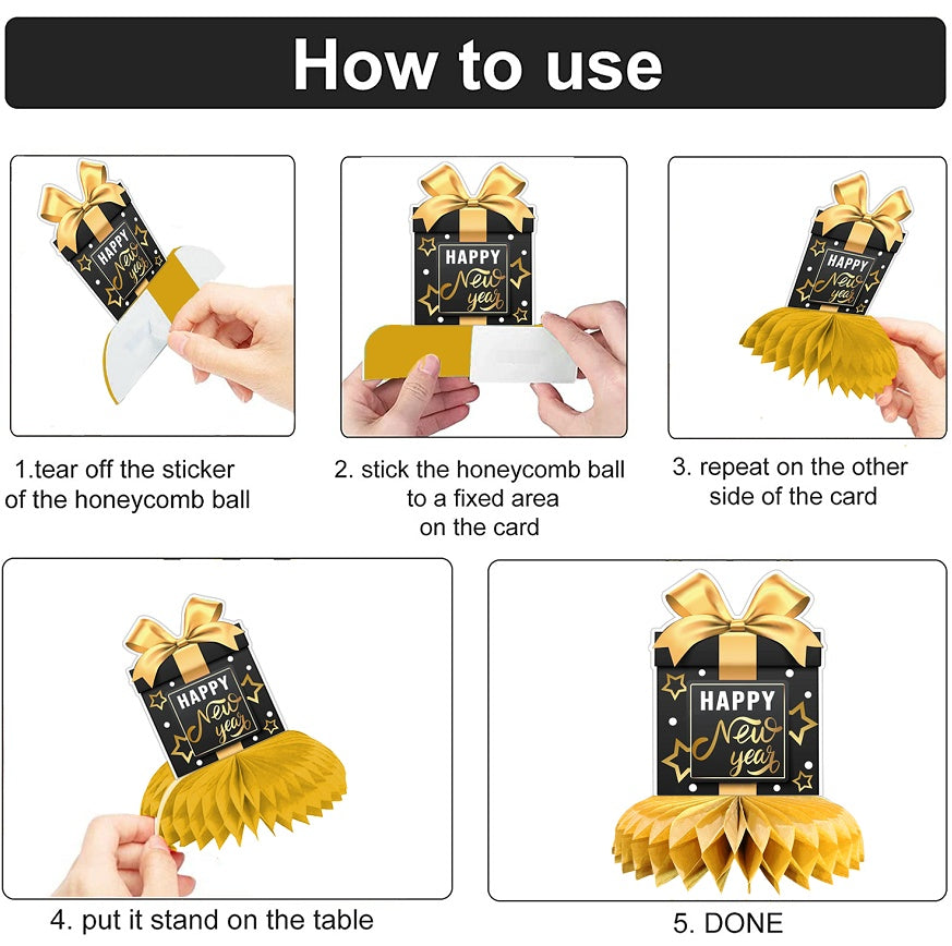 New Year Party Honeycomb Decorations