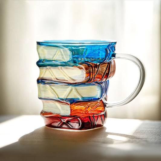 Stacked Painted Book Coffee Cup