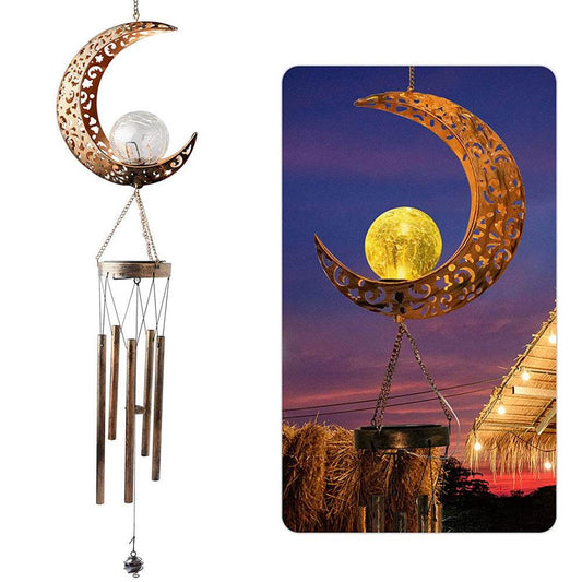 Solar Wrought Iron Moon Wind Chime Lamp - Shop Jobie