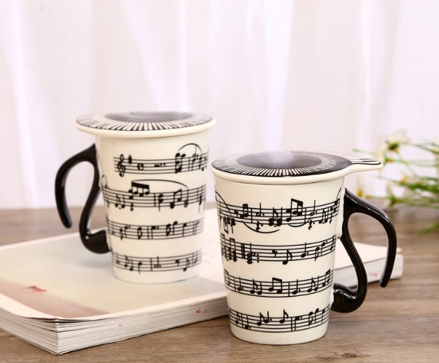 Ceramic Music Note Mug w/Lid