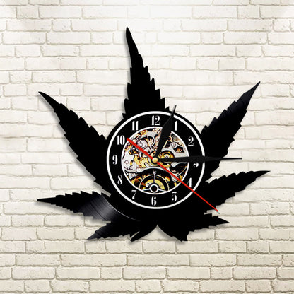 Black Vinyl Weed Wall Clock