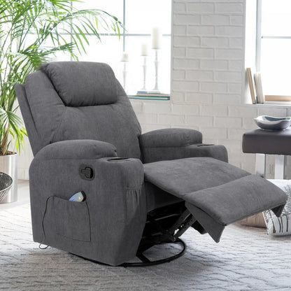 Reclining Heated Massage Chair with Swivel and Rocking Function