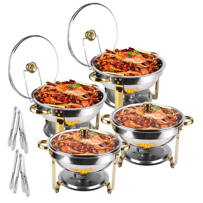 4Pc Stainless Steel Chafing Dish Serving Set