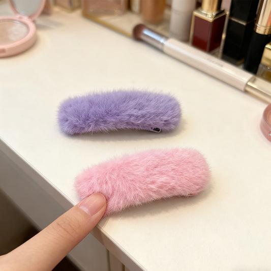 Soft Furry Hair Clips Set