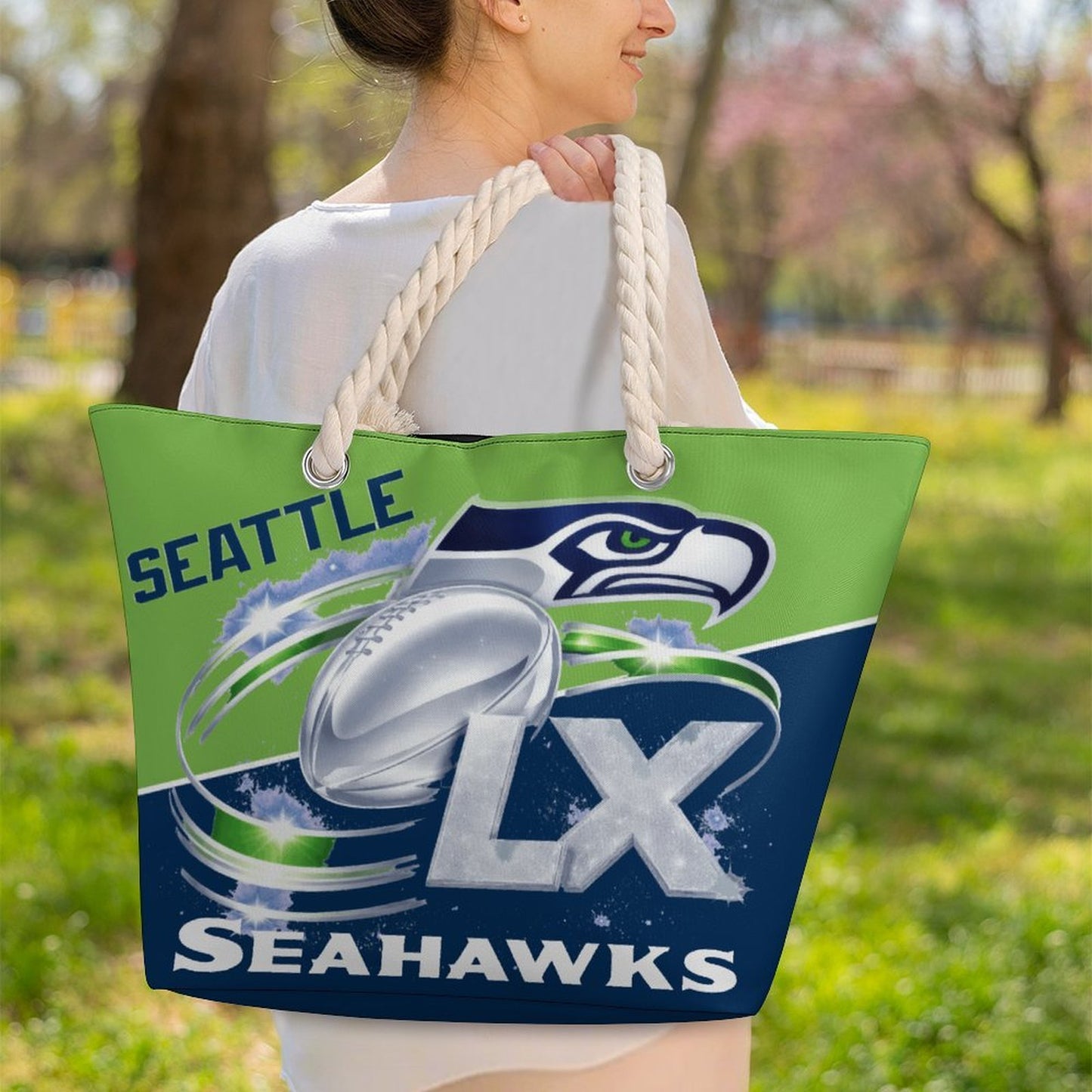 Superbowl LX - Seahawks Hemp Rope Tote Bag
