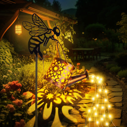 Playful Bee & Water Can Solar Lights Yard Decor