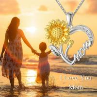 925s Mom Sunflower Heart Necklace