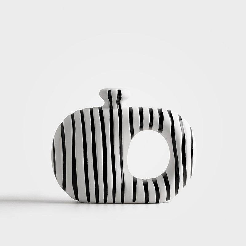 Artful Retro Black & White Striped Ceramic Vases - Shop Jobie