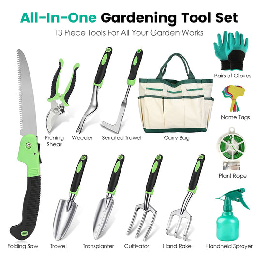 13pc Garden Hand Tool Starter Kit w/Bag