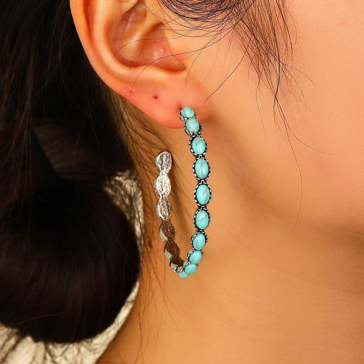 Vintage Western Turquoise Circle Earrings - Shop Jobie