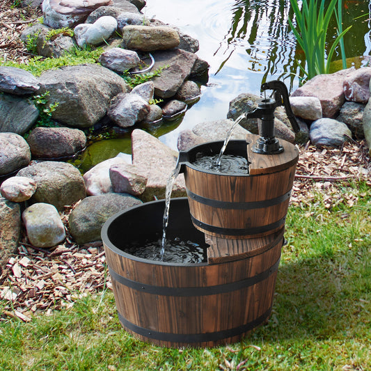2-Tier Rustic Barrel Fountain – Your Backyard’s New Favorite Sound