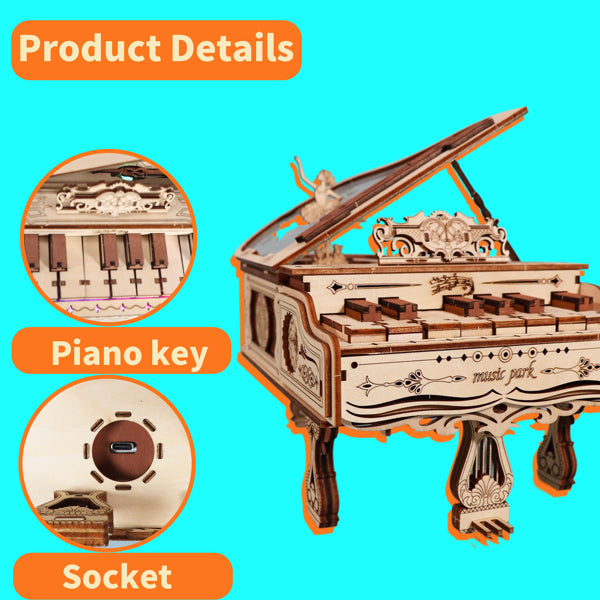 3d Wooden Puzzle Piano Music Box
