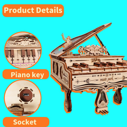 3d Wooden Puzzle Piano Music Box