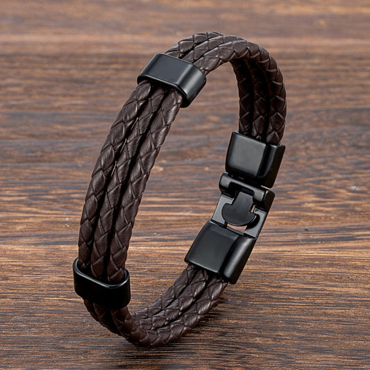 Men's Leather Braided Bracelet