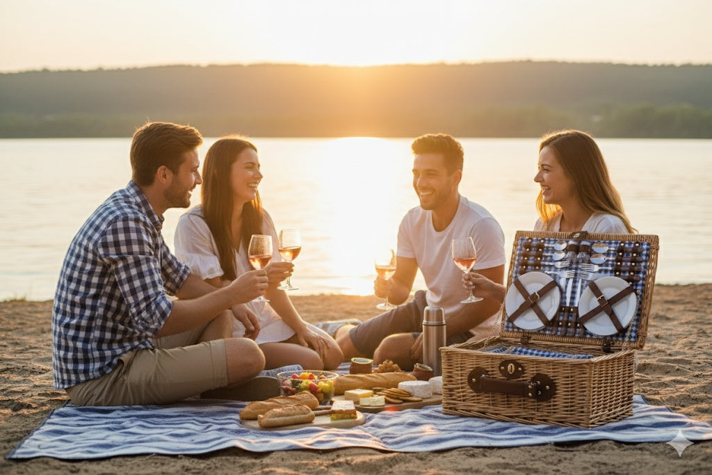 Spacious Wicker Picnic Basket Set
