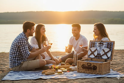 Spacious Wicker Picnic Basket Set