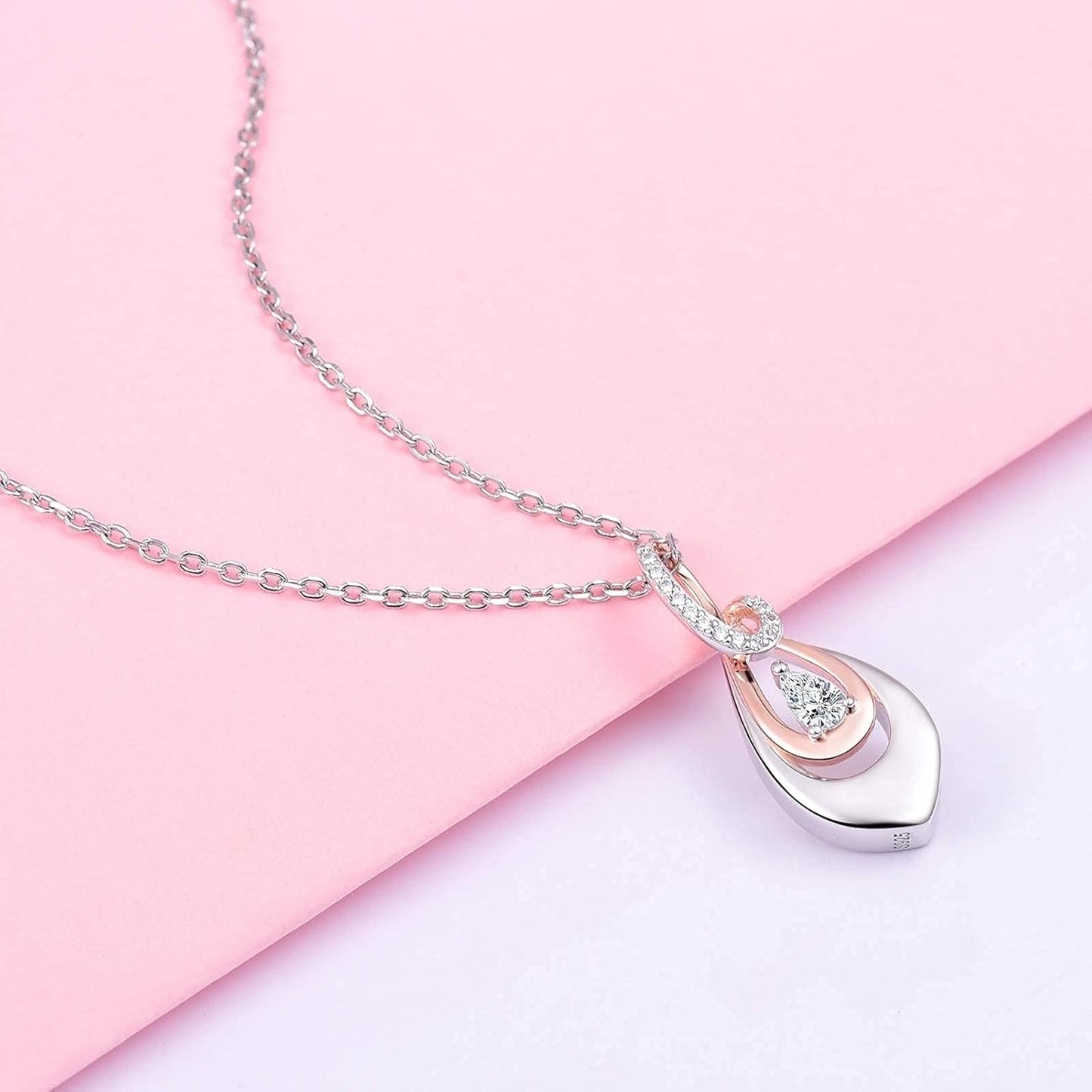 925 Sterling Silver Ash Necklace Memorial Teardrop CZ Keepsake Pendant Infinity Urn Necklace for Ashes for Women Cremation Jewelry