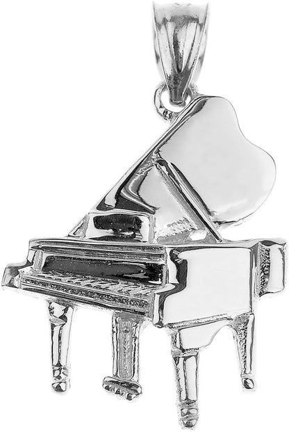 925 Sterling Silver Music Charm Grand Piano Pendant Necklace