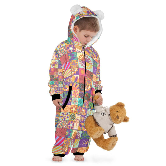 Hooded Onesie Pajamas For Little Kids Quilt look - Shop Jobie