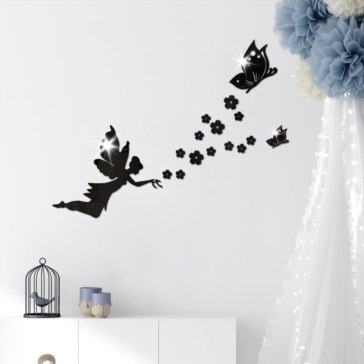 DIY Flying Fairy Mirror Wall Stickers