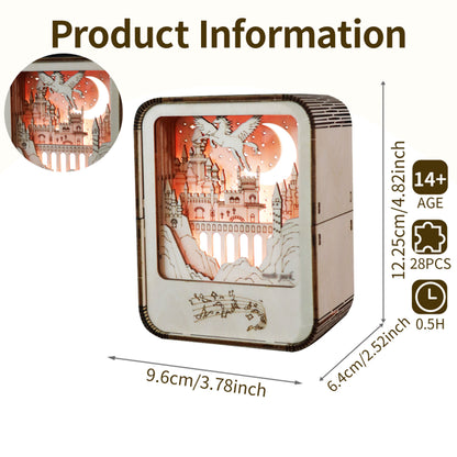 3D Wooden Puzzles Mini 28pc Pegasus Music Night Light Box