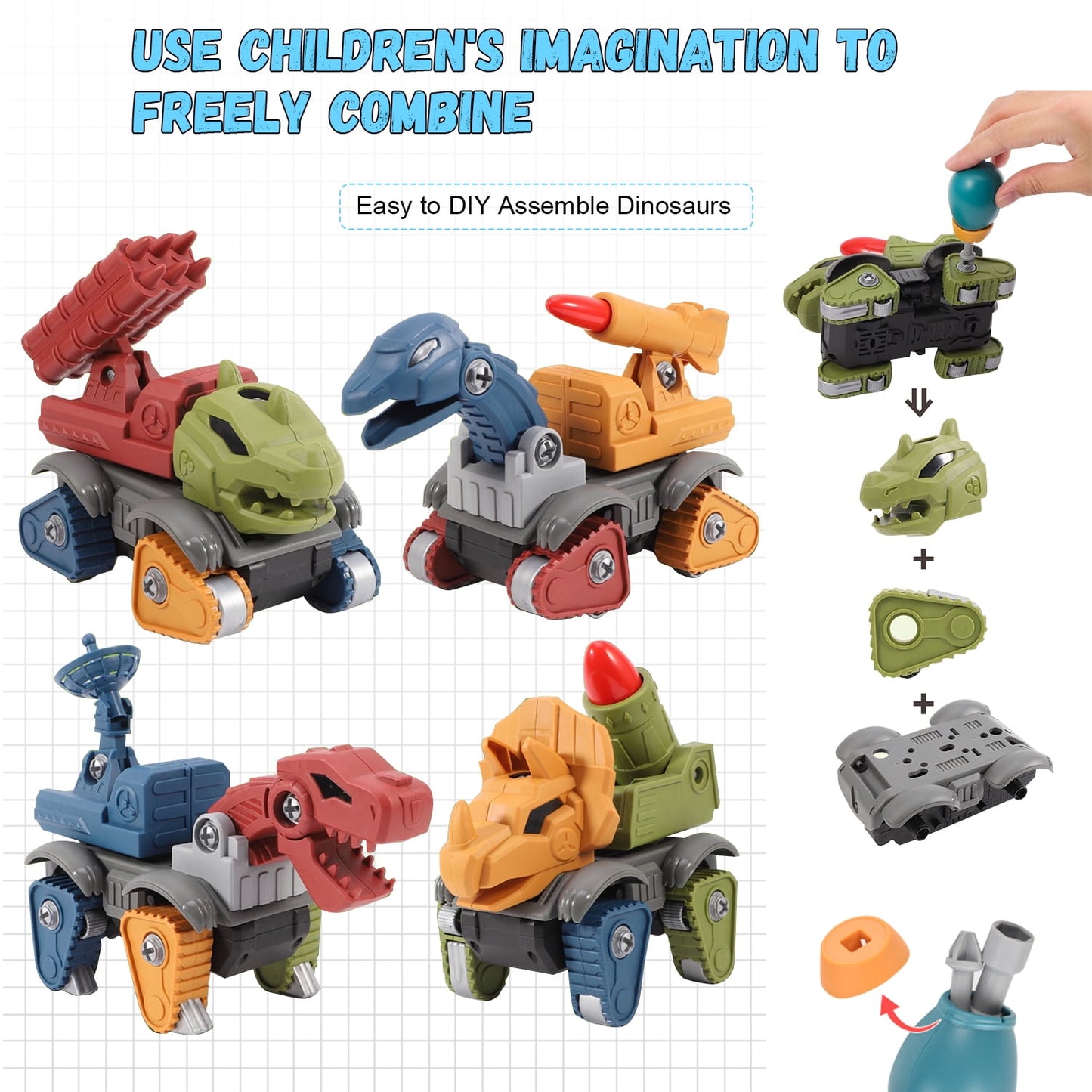 5-Pack Take-Apart Dinosaur STEM Toy Set