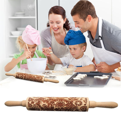 Embossing Rolling Pin w/Snowflake Vine Pattern