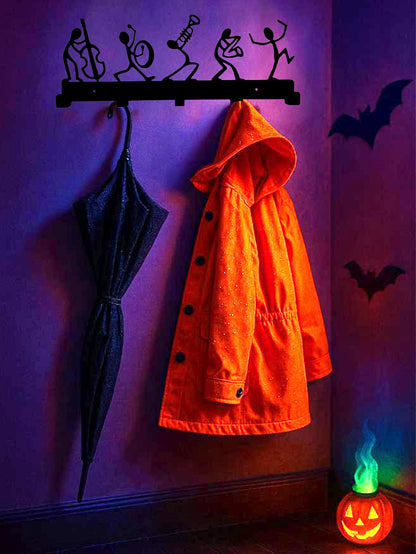 Silhouette - Musical Figures Line Art Metal Coat Rack - 5 Heavy Duty Hooks