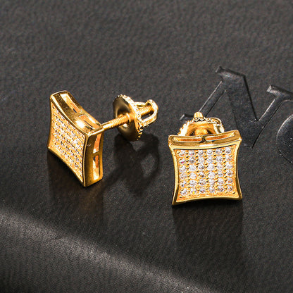 Hip Hop Zircon Square Stud Earrings