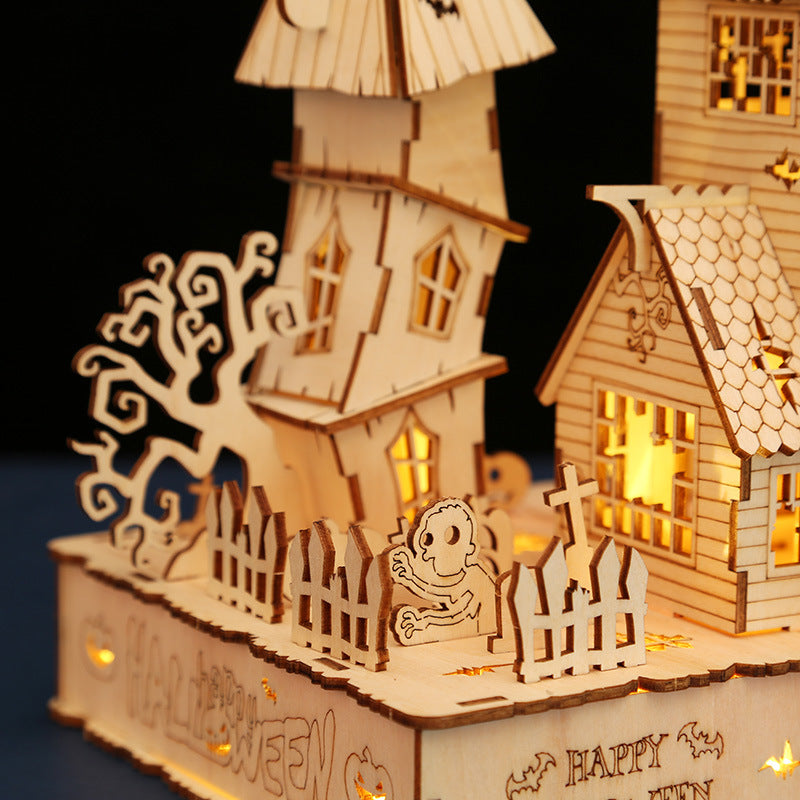 DIY Wooden 3D Whimsical Halloween House Puzzle Model