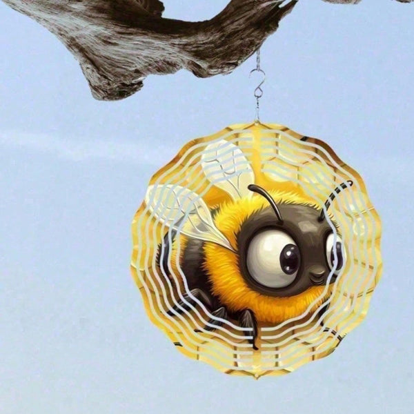Whimsical 3D Twirling Bee-Spinner Wind Chime